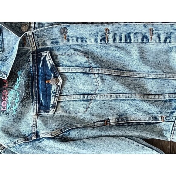 Ashley Vintage Charm Trucker Jacket Denim Jean  Size Large Lucky Road Cadillac - Picture 8 of 12